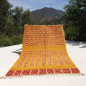 Marfa - Yellow Moroccan Rug 5x8 Boujad Berber | Authentic Berber Living room & Bedroom Rug | 5'38x8'33 Ft | 164x254 cm - OunizZ