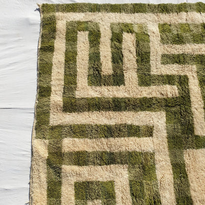 Mataha | Sage Green Checkered Moroccan Rug 6x9 Beni Ourain Ultra Soft | Authentic Berber wool Beni Rug | 6'56x9'68 Ft | 200x295 cm - OunizZ