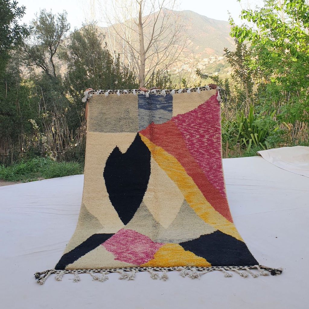 Mchila | Authentic Beni Ourain 4x7 Colorful Moroccan Rug | 4'82x7'87 Ft | 147x240 cm - OunizZ