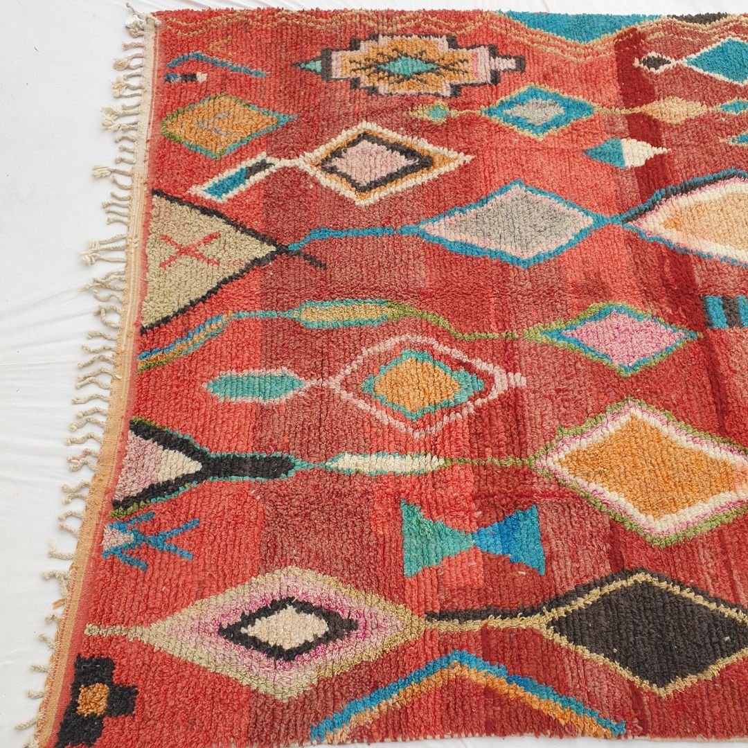 Mnassia | Large Red Moroccan Rug 9x12 | Authentic Handmade Boujad Berber Living room Rug | 9'68x12'83 Ft | 295x391 cm - OunizZ