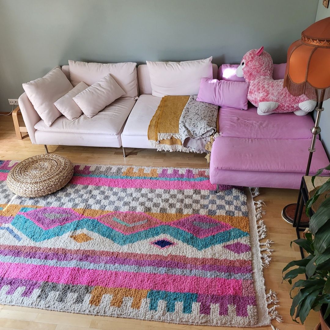 MOROCCAN BOUJAAD RUG | Moroccan Berber Rug | Colorful Rug Moroccan Carpet | Authentic Handmade Berber Bedroom Rugs | 8'8x5'3 Ft | 2,68x1,62 m - OunizZ