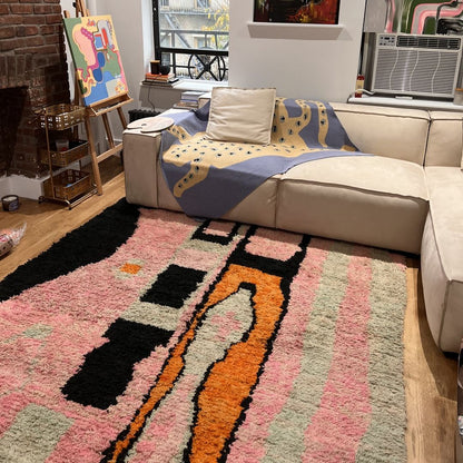 MOROCCAN BOUJAAD RUG | Moroccan Berber Rug | Colorful Rug Moroccan Carpet | Authentic Handmade Berber Bedroom Rugs | 9'7x6'4 Ft | 3x2 m - OunizZ