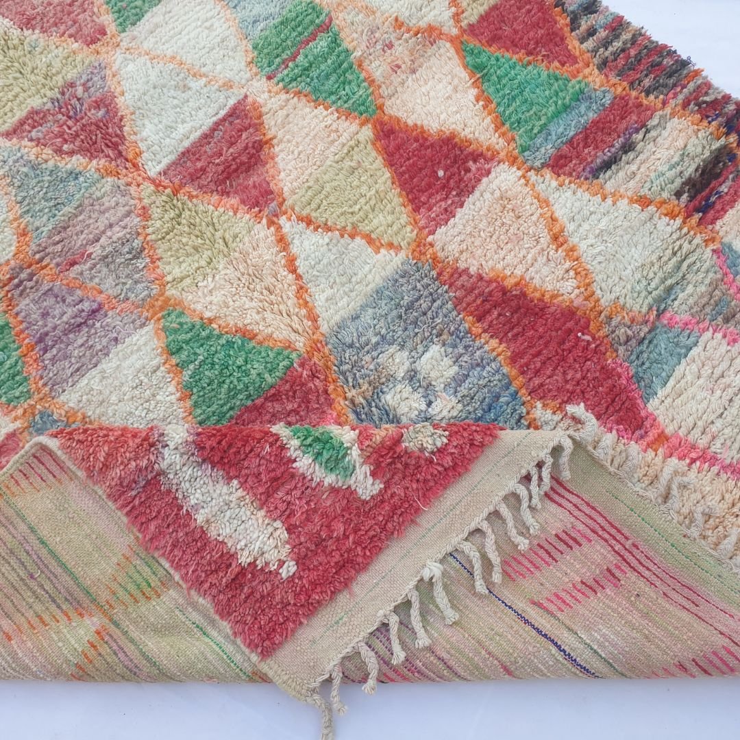 Motaca – 6x9 Moroccan Rug – Multicolour Harlequin Triangle Boujad Berber Handwoven Wool Carpet | 6'6"x9'10" Ft | 200x300 cm - OunizZ