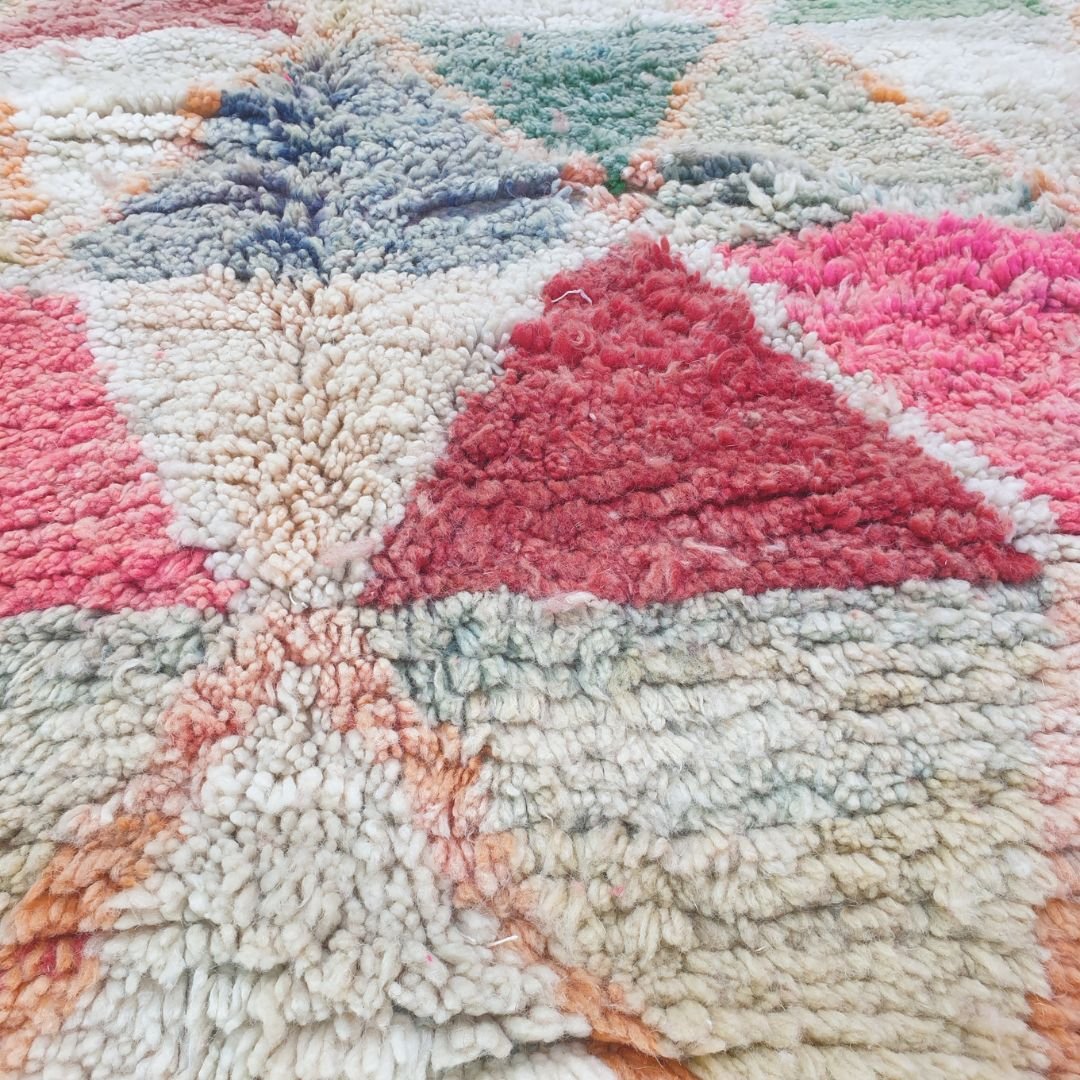 Motaca – 6x9 Moroccan Rug – Multicolour Harlequin Triangle Boujad Berber Handwoven Wool Carpet | 6'6"x9'10" Ft | 200x300 cm - OunizZ