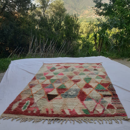 Motaca – 6x9 Moroccan Rug – Multicolour Harlequin Triangle Boujad Berber Handwoven Wool Carpet | 6'6"x9'10" Ft | 200x300 cm - OunizZ