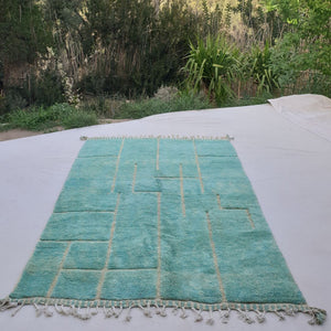 Myaba | Green Beni Ourain 6x9 Moroccan Rug | Handmade Berber Wool Carpet | 6'62x9'78 Ft | 202x298 cm - OunizZ