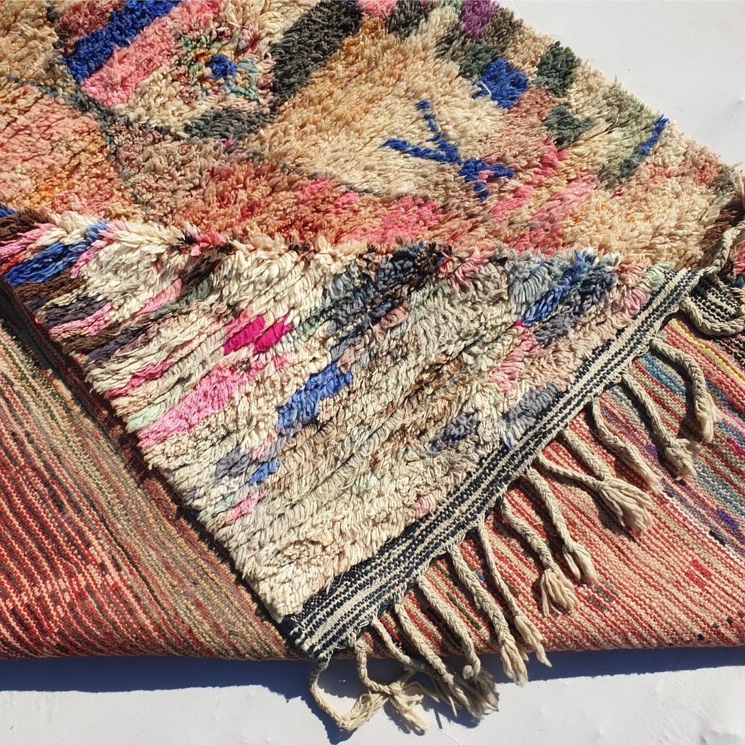 Mzena - Vintage Moroccan Peach 6x9 Rug | Authentic Berber Handmade Rug | 9'8x6'3 Ft | 200x300 cm - OunizZ