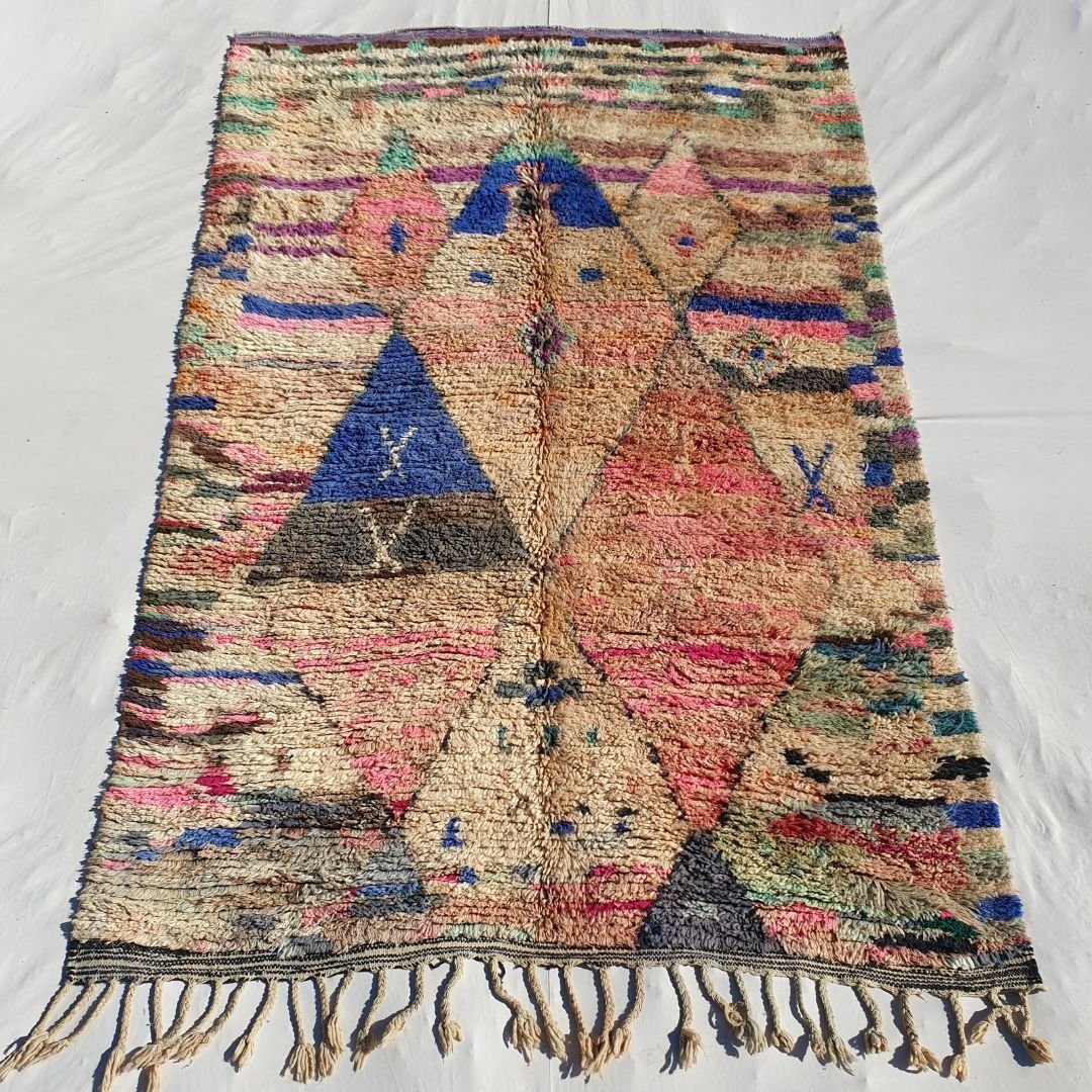 Mzena - Vintage Moroccan Peach 6x9 Rug | Authentic Berber Handmade Rug | 9'8x6'3 Ft | 200x300 cm - OunizZ
