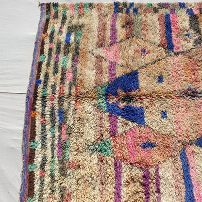 Mzena - Vintage Moroccan Peach 6x9 Rug | Authentic Berber Handmade Rug | 9'8x6'3 Ft | 200x300 cm - OunizZ