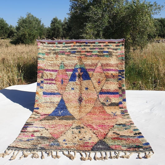 Mzena - Vintage Moroccan Peach 6x9 Rug | Authentic Berber Handmade Rug | 9'8x6'3 Ft | 200x300 cm - OunizZ