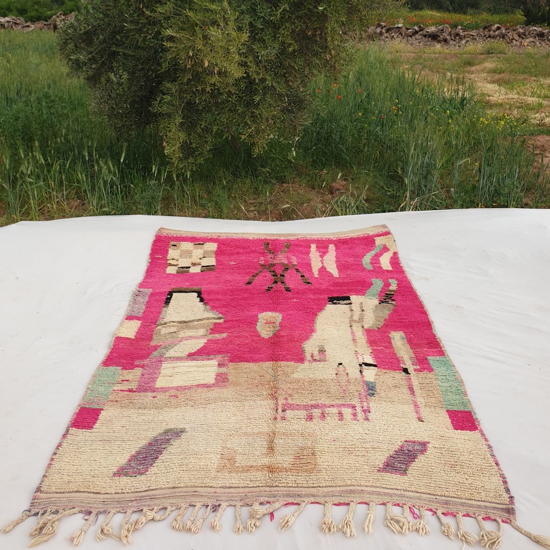Nadea - Pink Boujad Moroccan Rug 5x8 | Handmade with 100% Authentic Wool | 8'60x5'90 Ft | 263x180 cm - OunizZ