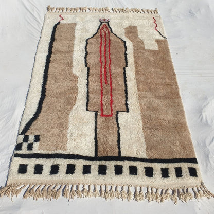 Naraba | Moroccan Beni rug White & Beige 7x10 | Ultra Soft Beni Ouarain | 10x6'92 Ft | 305x211 cm - OunizZ