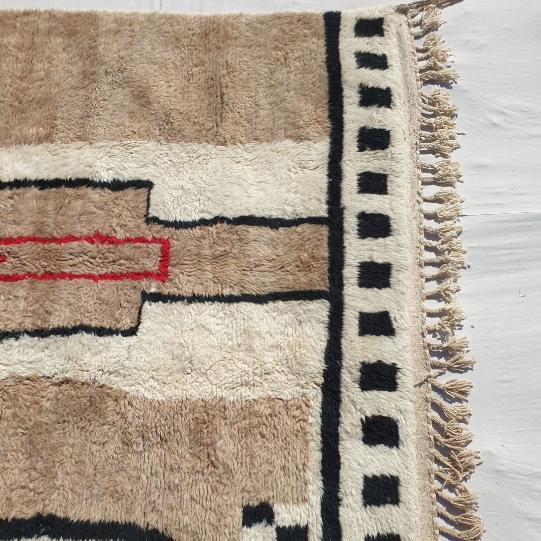 Naraba | Moroccan Beni rug White & Beige 7x10 | Ultra Soft Beni Ouarain | 10x6'92 Ft | 305x211 cm - OunizZ