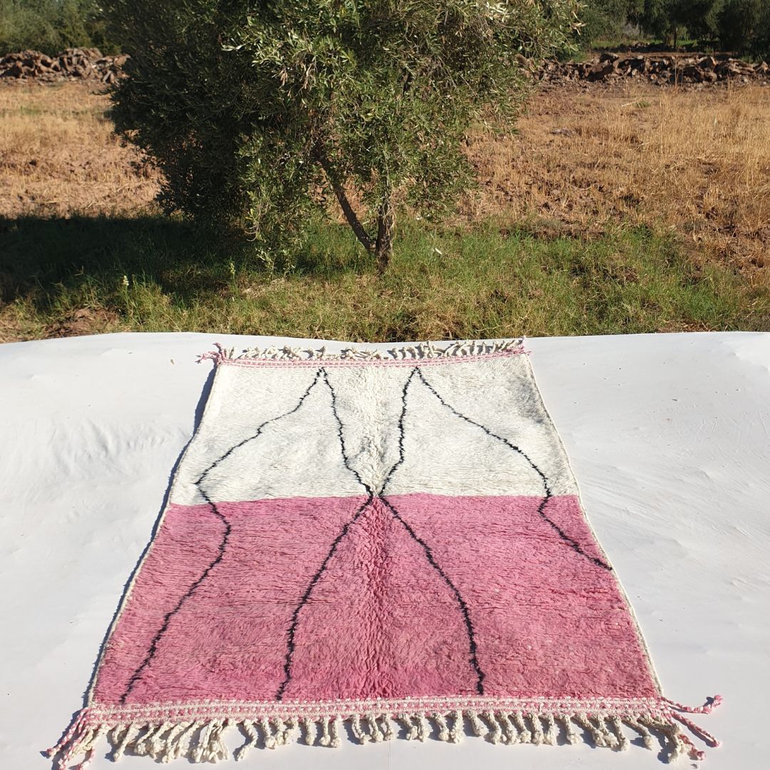 Pink and white rug, Moroccan Berber rug, hotsell Beni ourain rug.