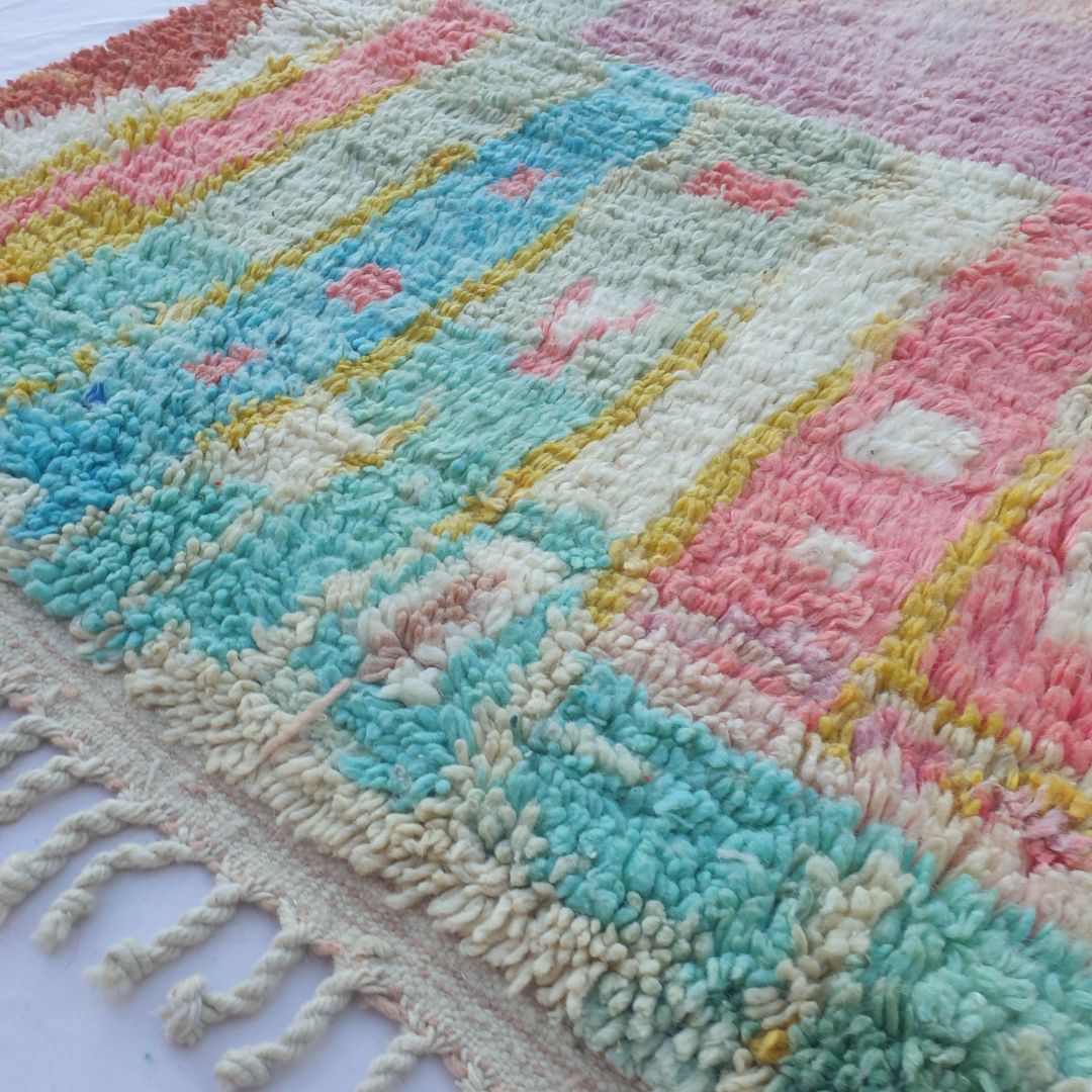 Nihna - Pastel Abstract 6x10 Boujad Moroccan Rug - Handwoven Soft Berber Wool Carpet | 6'14x10'04 Ft | 187x307 cm - OunizZ