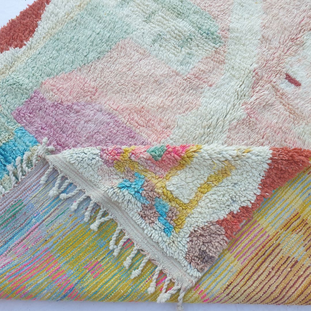 Nihna - Pastel Abstract 6x10 Boujad Moroccan Rug - Handwoven Soft Berber Wool Carpet | 6'14x10'04 Ft | 187x307 cm - OunizZ