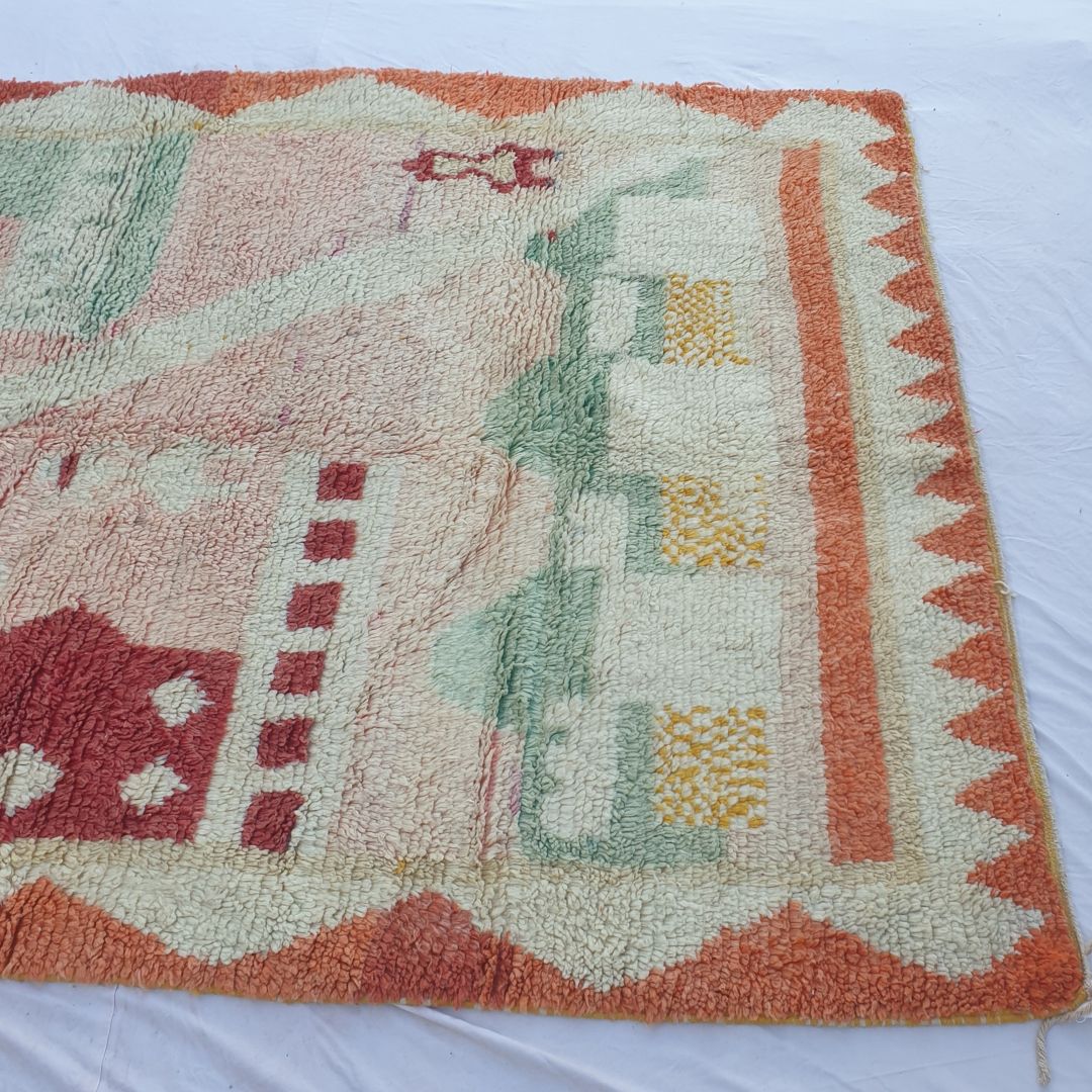 Nihna - Pastel Abstract 6x10 Boujad Moroccan Rug - Handwoven Soft Berber Wool Carpet | 6'14x10'04 Ft | 187x307 cm - OunizZ