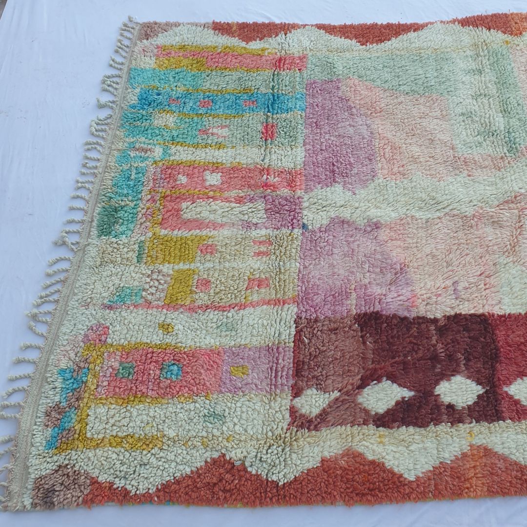 Nihna - Pastel Abstract 6x10 Boujad Moroccan Rug - Handwoven Soft Berber Wool Carpet | 6'14x10'04 Ft | 187x307 cm - OunizZ