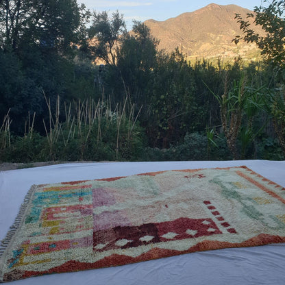 Nihna - Pastel Abstract 6x10 Boujad Moroccan Rug - Handwoven Soft Berber Wool Carpet | 6'14x10'04 Ft | 187x307 cm - OunizZ
