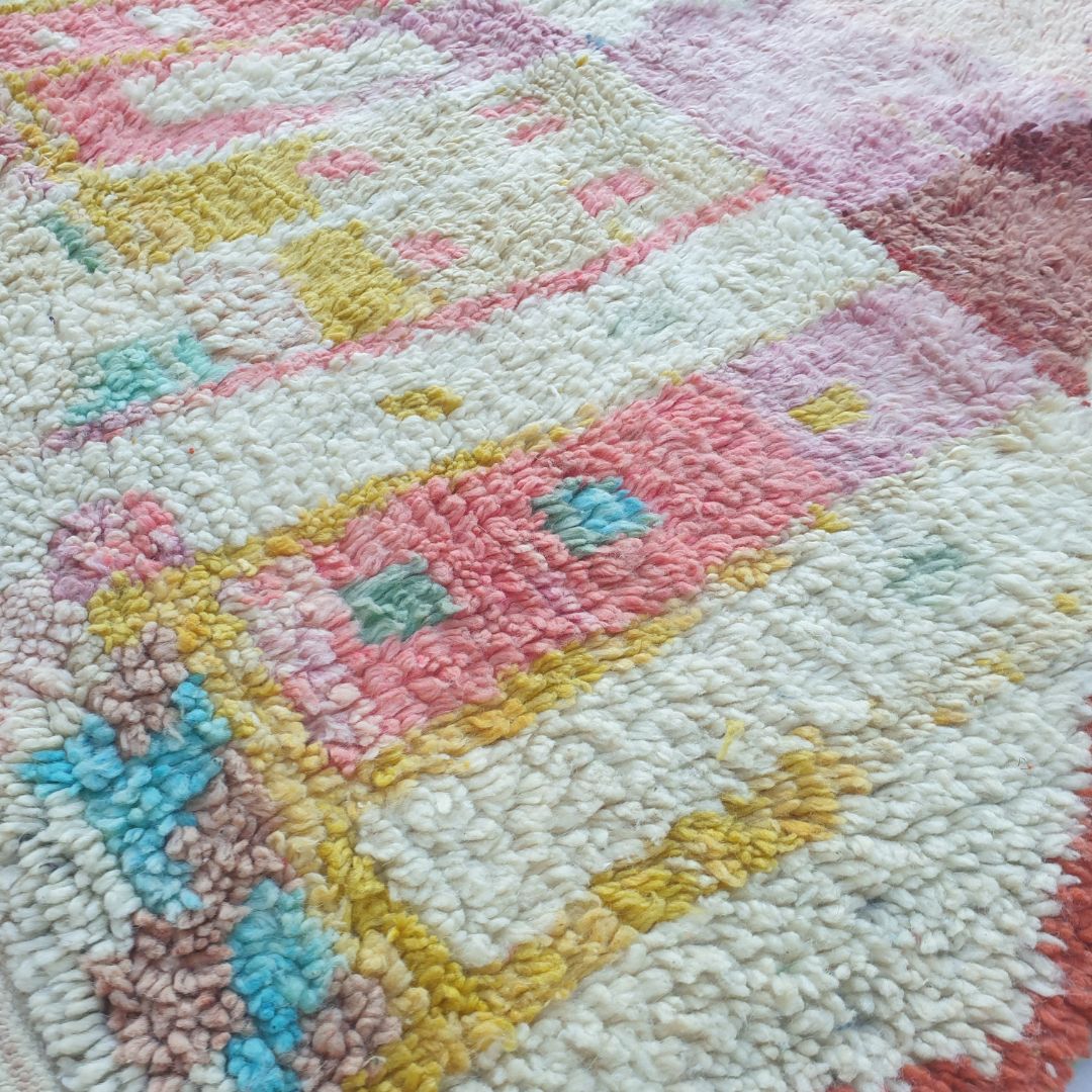 Nihna - Pastel Abstract 6x10 Boujad Moroccan Rug - Handwoven Soft Berber Wool Carpet | 6'14x10'04 Ft | 187x307 cm - OunizZ