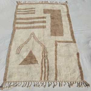 Nimla | Moroccan Beni rug White & Beige 6x10 | Ultra Soft Beni Ouarain | 10x6'76 Ft | 305x205 cm - OunizZ
