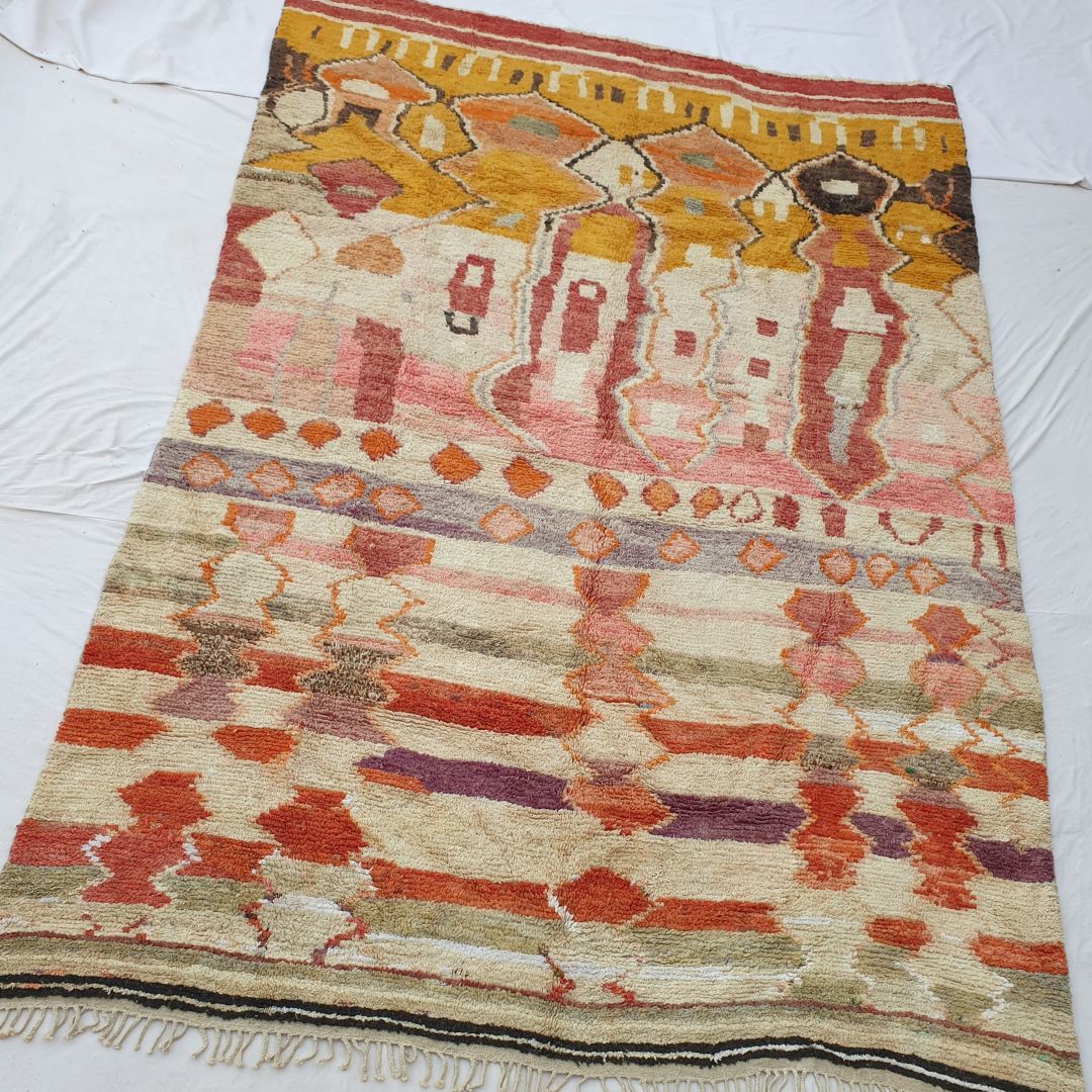 Nowla | Moroccan Rug 9x14 Large Boujad | Colorful Authentic Handmade Berber Carpet | 9'42x14'34 Ft | 287x437 cm - OunizZ