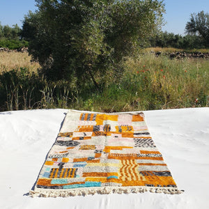 Orza - Orange Moroccan Rug 5x8 Boujad | Authentic Colorful Berber Handmade Carpet | 8'60x4'80 Ft | 262x144 cm - OunizZ