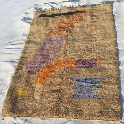 Pila | Handmade Beni Mrirt Rug 7x10 ft – Plush Abstract Geometric Moroccan Shag Wool Rug | 7'1"x10'10" Ft | 217x330 cm - OunizZ