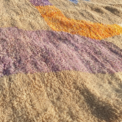 Pila | Handmade Beni Mrirt Rug 7x10 ft – Plush Abstract Geometric Moroccan Shag Wool Rug | 7'1"x10'10" Ft | 217x330 cm - OunizZ