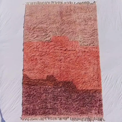 Lavme | Peach Pink Moroccan Rug 6x9 Beni Ourain Ultra Soft | Authentic Berber wool Beni Rug | 6'56x9'78 Ft | 200x298 cm