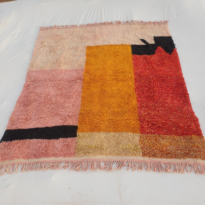 8x10 Moroccan Rug Pink & Orange Berber Beni Ourain