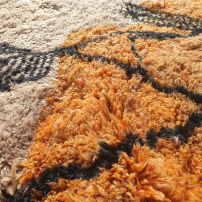 BENI OUARAIN TAPIJT Zacht en dik roze oranje woonkamertapijt | Marokkaans hoogpolig vloerkleed Berber authentieke wol | 9'4x7'1 voet | 2,85x2,17m | Rkia