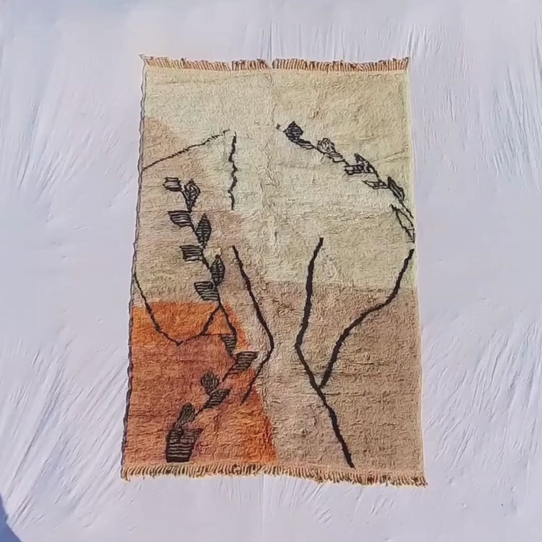 Abstract Orange Moroccan Rug 6x9 Authentic Beni Ourain – OunizZ