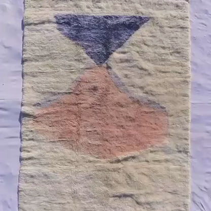 Hniwna | 6x9 Beni Mrirt Moroccan Rug - Luxury Pastel Red Plush Wool Berber Carpet | 6'7"x9'8" Ft | 202x296 cm