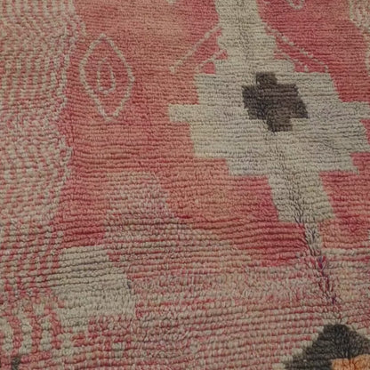 Laksa - Boujad Vintage 6x9 Rot & Lavendel Marokkanischer Teppich Berber Handgefertigt | 6'46x9'64 Fuß | 197 x 294 cm