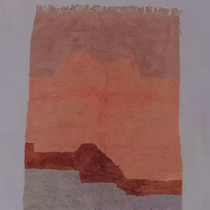 Lavmi | Luxurious Sunset Gradient Beni Mrirt Rug – Terracotta Peach Lavender Shag Wool Carpet | Custom-Rug (Made to Order)