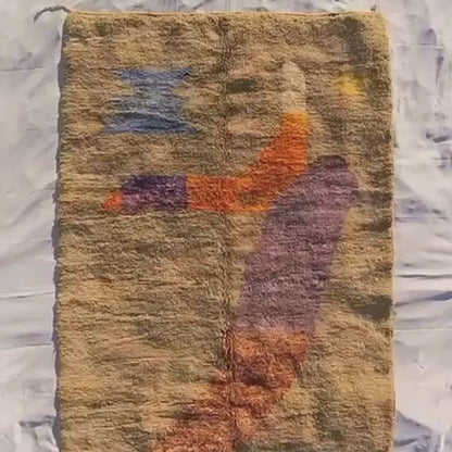 Pila | Handmade Beni Mrirt Rug 7x10 ft – Plush Abstract Geometric Moroccan Shag Wool Rug | 7'1"x10'10" Ft | 217x330 cm