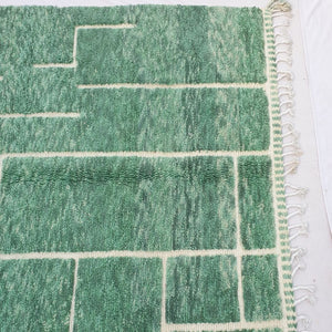 Rbata | Green Beni Ourain 6x9 Moroccan Rug Ultra Soft | Handmade Berber Wool Carpet | 6'89x9'71 Ft | 210x296 cm - OunizZ