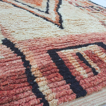 Rjani - Vibrant Pink Orange Boujad Rug 6x9 ft - Handwoven Colorful Moroccan Berber Area Rug for Boho Living Room | 6'30x9'88 Ft | 192x301 cm - OunizZ