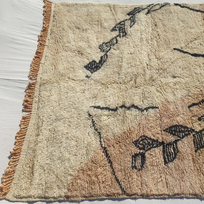 Rkia | Ultra Soft Orange Beni Ourain 6x9 Moroccan Rug | Authentic Berber High Pile wool Rug | 6'79x9'58 Ft | 207x292 cm - OunizZ