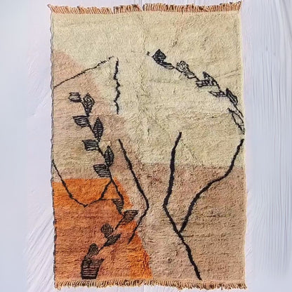 Rkia | Ultra Soft Orange Beni Ourain 6x9 Moroccan Rug | Authentic Berber High Pile wool Rug | 6'79x9'58 Ft | 207x292 cm - OunizZ