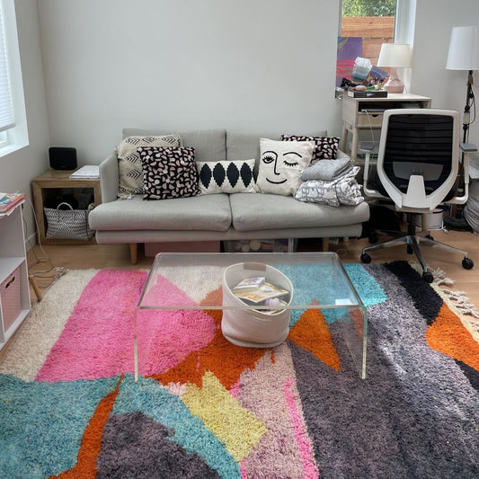 RUWEN | 7x5 Ft | 2,5x1,5 m | Moroccan Colorful Rug | 100% wool handmade - OunizZ