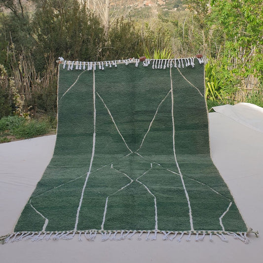 Sabani | Green Moroccan Rug 6x9 Soft Beni Ourain | Handmade Berber Wool Carpet | 6'66x9'68 Ft | 203x295 cm - OunizZ