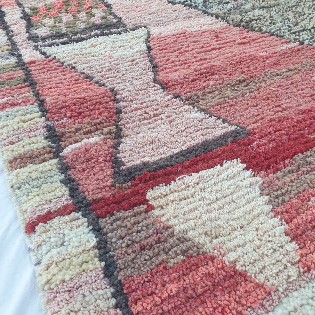 Sabeha - Vibrant 6x10 Pink Coral Red Boujad Moroccan Rug - Handwoven Berber Wool Carpet | 6'70x10'27 Ft | 204x313 cm - OunizZ