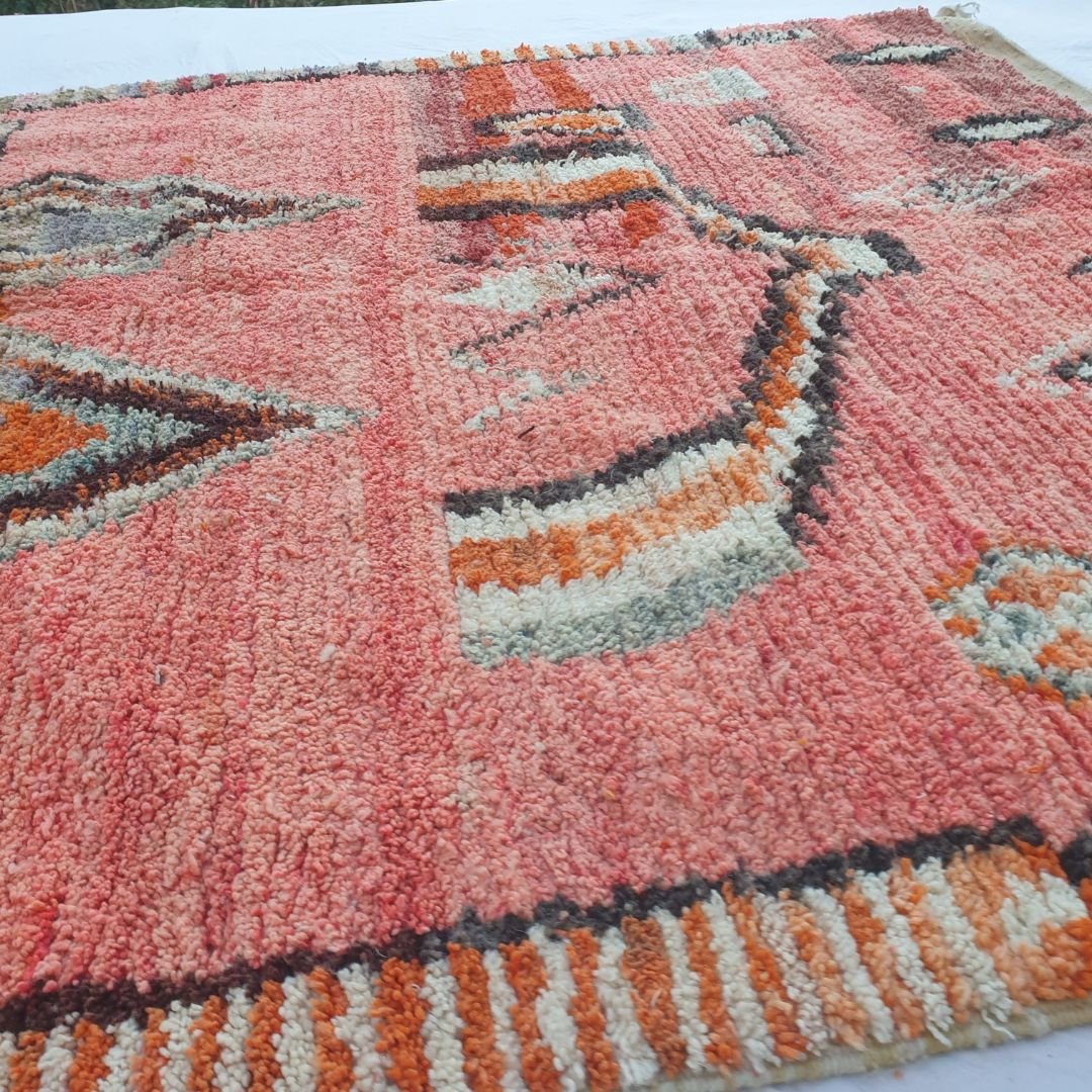 Sabeha - Vibrant 6x10 Pink Coral Red Boujad Moroccan Rug - Handwoven Berber Wool Carpet | 6'70x10'27 Ft | 204x313 cm - OunizZ