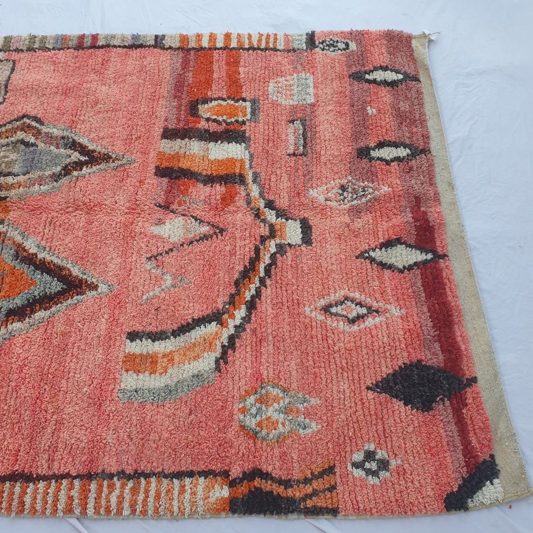 Sabeha - Vibrant 6x10 Pink Coral Red Boujad Moroccan Rug - Handwoven Berber Wool Carpet | 6'70x10'27 Ft | 204x313 cm - OunizZ