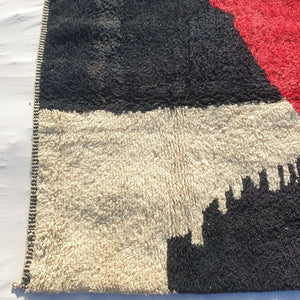 Saida | Moroccan Beni rug 6x9 Ultra Soft | Black White Red Beni Ouarain | 9x6'56 Ft | 280x200 cm - OunizZ