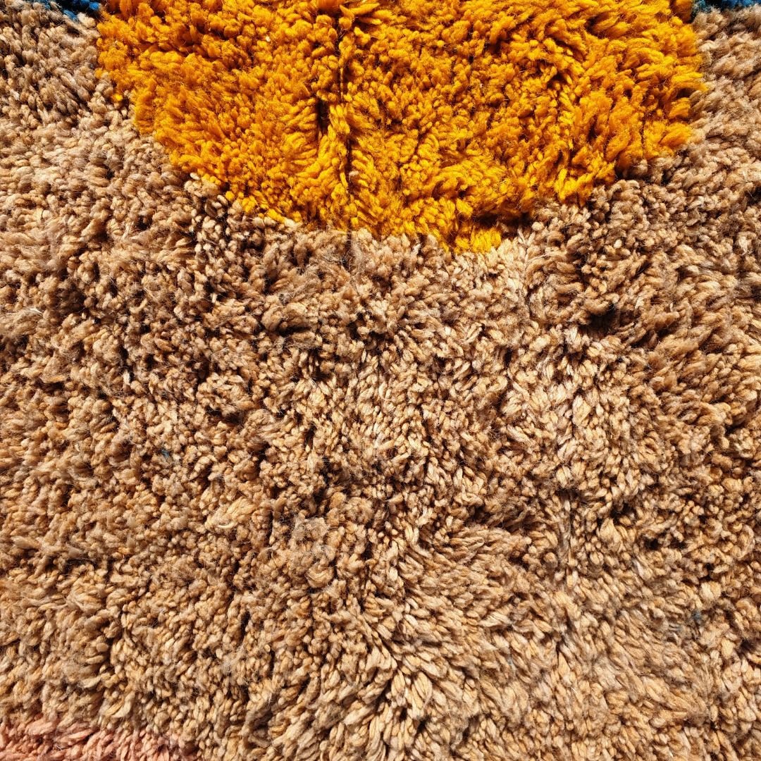 Samira | Peach Moroccan Rug 6x9 Beni Ourain Soft & Thick | Authentic High Pile Berber Beni Rug 100% Wool | 6'69x9'94 Ft | 204x303 cm - OunizZ
