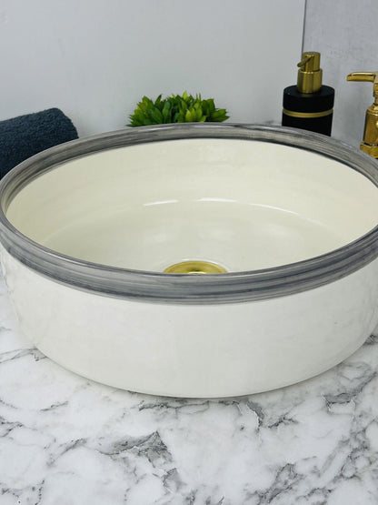 Seoul - Handmade Moroccan Ceramic Sink – Minimalist White Bathroom Vessel Sink - (ETMMT) - OunizZ
