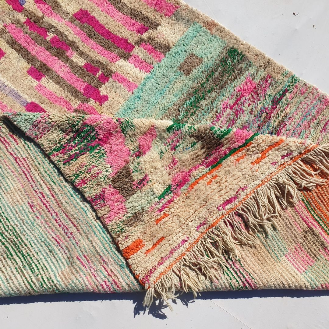 Sghira - Beige Pink Vintage Moroccan Rug 6x10 | Berber Authentic Handmade Wool Carpet | 6x10 Ft | 185x300 cm - OunizZ